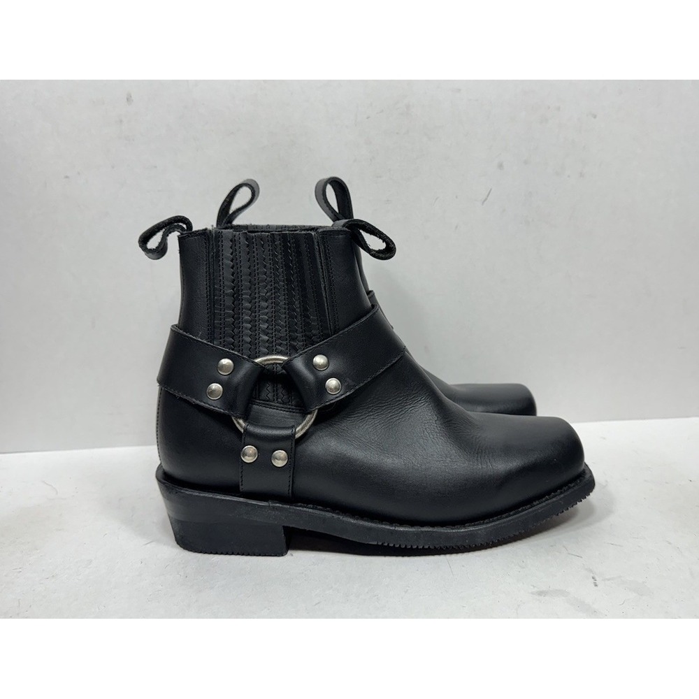 Biker Motorcycle Black Leather Harness Boots Women's Size 7.5